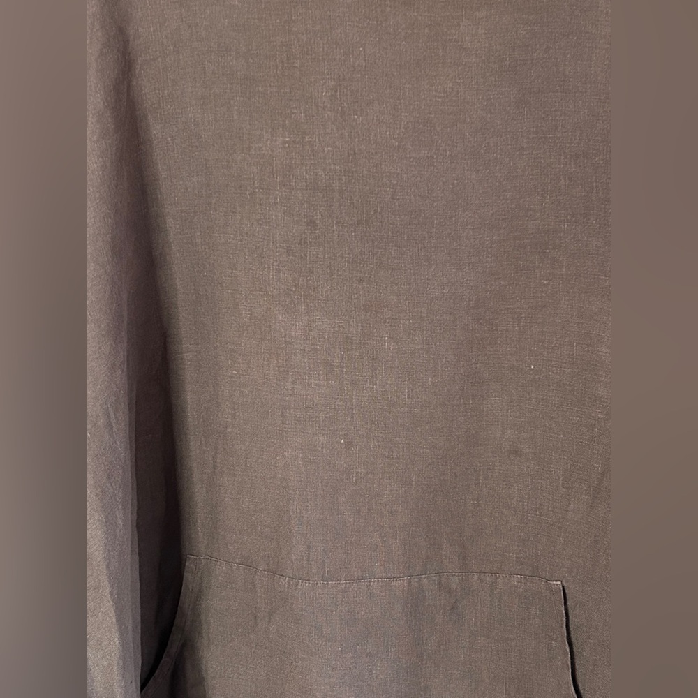 BRYN WALKER Brown 100% Linen Tunic Hoodie Oversized Lagenlook Art Wear Boho | M - Picture 9 of 14